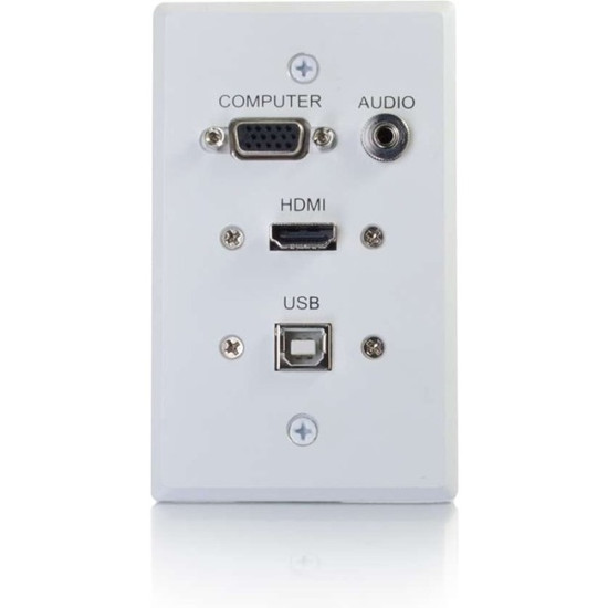 C2G HDMI, VGA, 3.5mm Audio and USB Pass Through Single Gang Wall Plate - Whiteidx ETS3716936