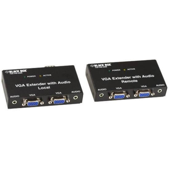 Black Box VGA Extender Kit with Audio, 2-Port Local, 2-Port Remoteidx ETS2883599