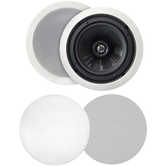 BIC America MSRPRO6 125-Watt 6.5  Weather-Resistant In-Ceiling Speakers with Pivoting Tweeters & Metal & Cloth Grillesdo 5568104